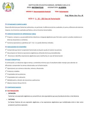 Guía 2 (1° Caso de Factorización)