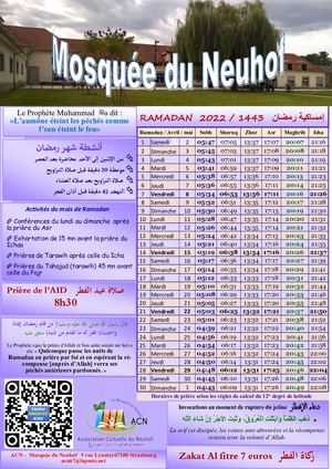 Calendrier Ramadan 2022 Neuhof Acn