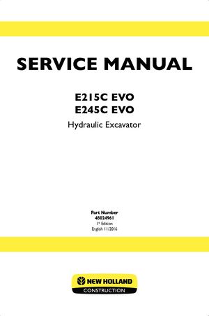 New Holland E215C EVO Hydraulic Excavator Service Repair Manual Instant Download