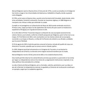 Manuel Belgrano Nació En Buenos Aires El 3 De Junio De 1770