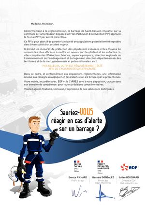 Rupture de barrage : Ouvrage de Saint-Cassien, campagne d'information 2020