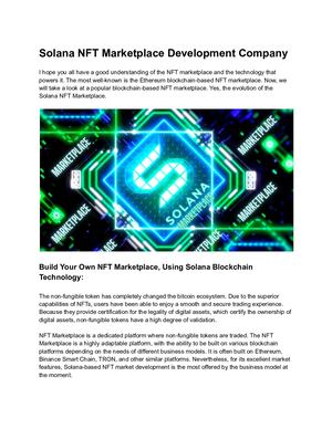 Solana Nft Marketplace Development Company