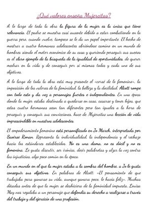 ¿Qué Valores Enseña Mujercitas