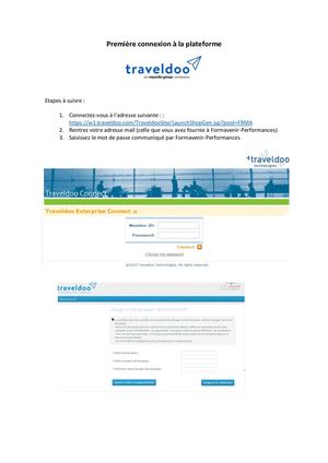 Traveldoo Première Connexion Plateforme