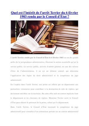 En quoi consiste la solution apportée par l'arrêt Terrier du 6 février 1903 ?