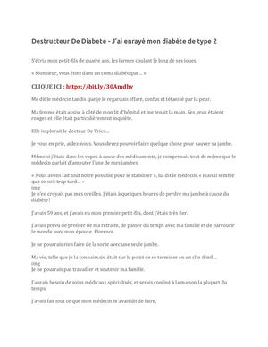 Destructeur De Diabete - J’ai Enrayé Mon Diabète De Type 2