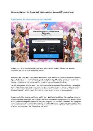 Memories My Story My Choice Hack [Unlimited Keys Diamonds][premium] Mod