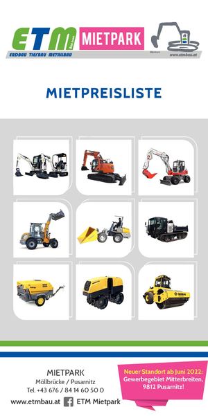 ETM Mietpark Preisliste 2022