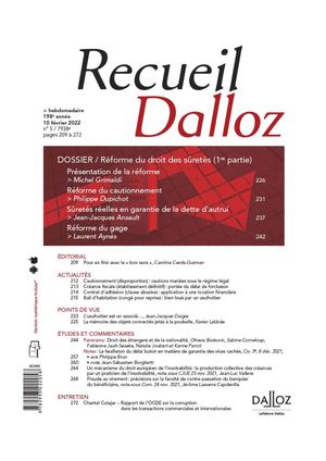 Dossier Réforme Du Droit Des Sûretés