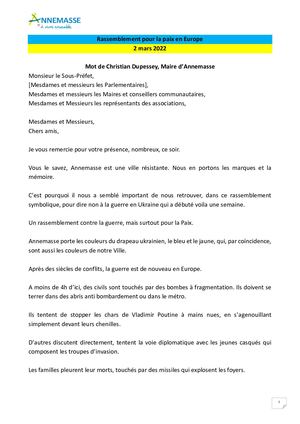 Mot Accueil Rassemblement Ukraine 2mars2022