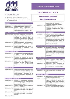 Conseil communautaire du 03 Mars 2022