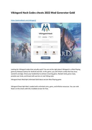 Vikingard Hack Codes Cheats 2022 Mod Generator Gold
