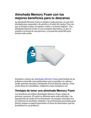Almohada Memory Foam Con Los Mejores Beneficios Para Tu Descanso