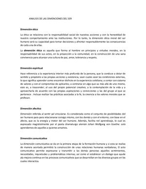 Analisis De Las Dimenciones Del Ser