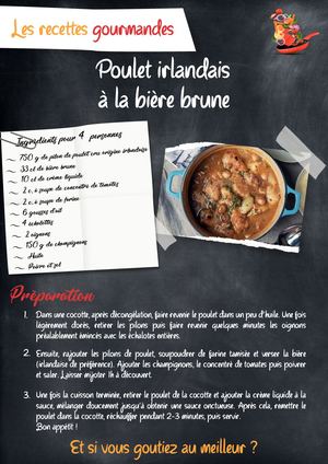 Fiche Recette Poulet Irlandais à La Bière (Saint Patrick)