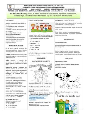 Guía Ciencias Naturales Grado 5