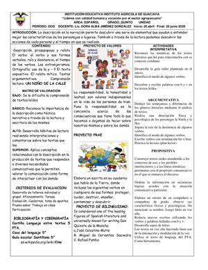 Lenguaje Grado Quinto