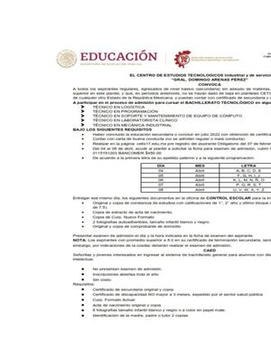 Hoja De Datos Para El Examen De Admision
