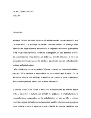 ENSAYO. MÉTODO ETNOGRÁFICO