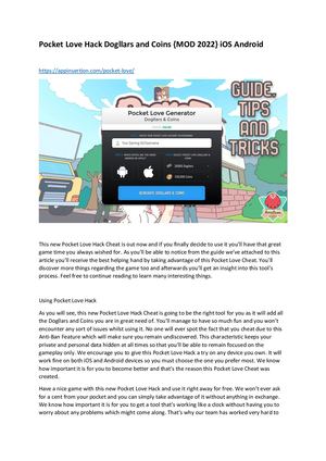 Pocket Love Hack Dogllars And Coins {Mod 2022} I Os Android