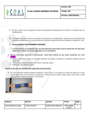 Plan Casero Miembro Inferior