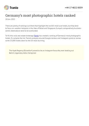 Germany’s most photographic hotels ranked