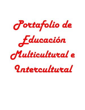 Portafolio De Educación Multicultural E Intercultural