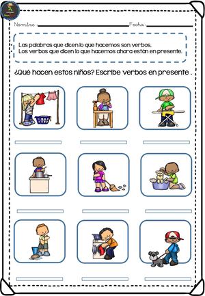Fichas De Actividades Para Trabajar Los Verbos En Primaria