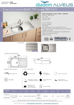 BASIC 170 1 CUVE 780 INOX