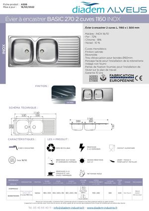 BASIC 270 2 CUVES 1160 INOX