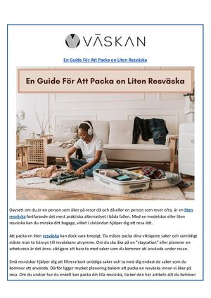 En Guide För Att Packa En Liten Resväska