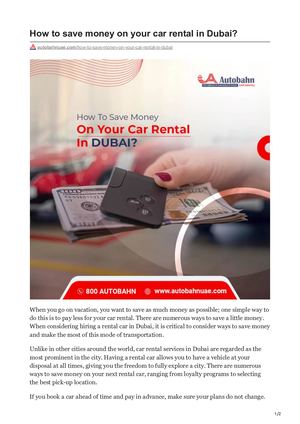 Autobahnuae Com How To Save Money On Your Car Rental In Dubai