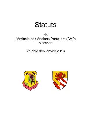 Statuts Amicale des Anciens Pompiers (AAP) Maracon Suisse