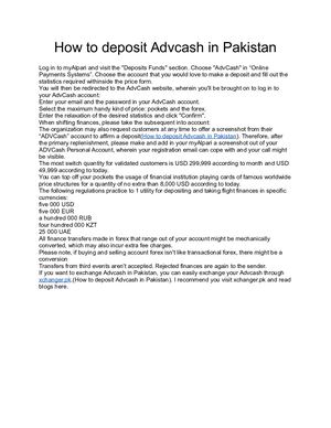 How To Deposit Advcash In Pakistan