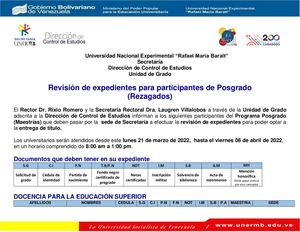 Revisión De Expedientes Para Rezagados De Posgrado Marzo 2022
