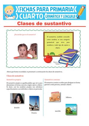 Clases De Sustantivos Para Cuarto Grado De Primaria