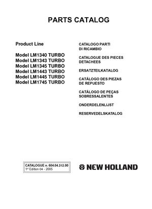 New Holland LM1745 Turbo Telescopic Handler Parts Catalogue Manual Instant Download
