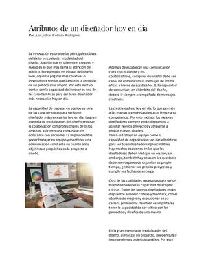 Atributos De Un Diseñador Hoy En Dia