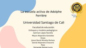 La Escuela Activa De Adolphe Ferrièr