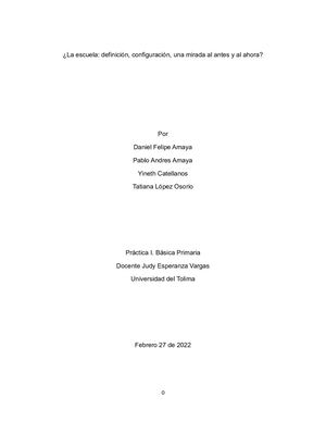 ¿La escuela: definición, configuración, una mirada al antes y al ahora?