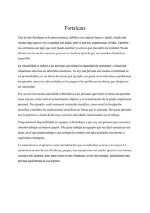 Proyecto De Vida Fortalezas Habilidades Debilidades Sueños Y Miedos Enero 28