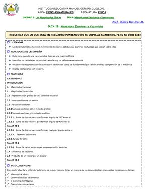 Guía 2b Magnitudes Escalres Y Vectoriales