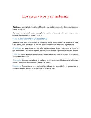Los Seres Vivos Y Su Ambiente