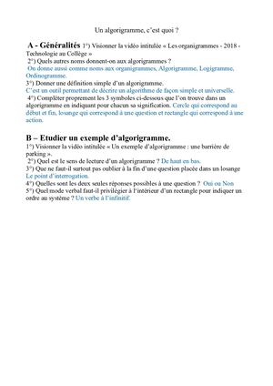 Un Algorigramme C'est Quoi