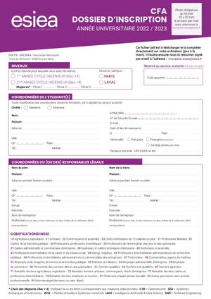 Dossier d'inscription ESIEA CFA
