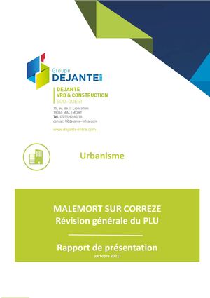 PLU Malemort Rapport De Présentation