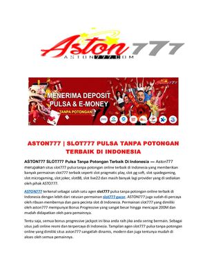 ASTON777 - SLOT777 PULSA TANPA POTONGAN TERBAIK INDONESIA 2022