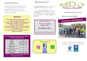 MDJ Programme Vacances De Pâques 2022