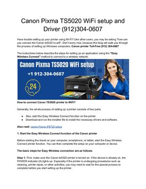 Canon Pixma Ts5020 Wi Fi Setup And Driver (912)304 0607