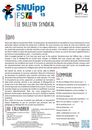 Le bulletin syndical du SNUipp-FSU 15 - 21 mars 2022 - SPECIAL MOUVEMENT